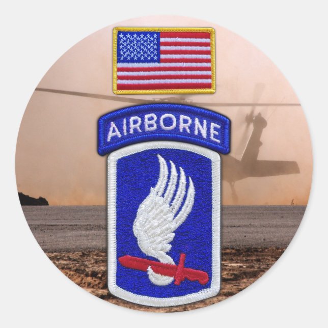 Sticker Rond 173e timbre des anciens combattants aéroportés Sti (Devant)