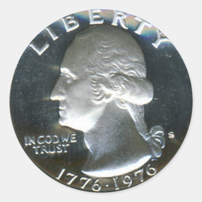 Sticker Rond 1776-1976 Bicentennial Drummer Quarter Dollar (Devant)