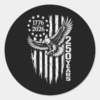 Sticker Rond 1776 2026 250 Ans Aigle Patriotique Drapeau Améric