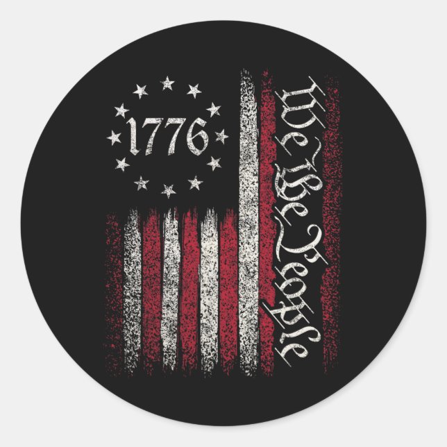 Sticker Rond 1776 Drapeau Constitution Fête de l'Indépendance A (Devant)