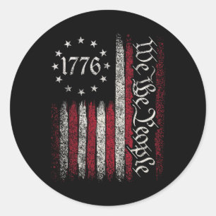 Sticker Rond 1776 Drapeau Constitution Fête de l'Indépendance A