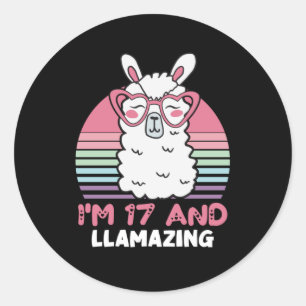 Sticker Rond 17 Ans Anniversaire Llamazing 17e Anniversaire Lla