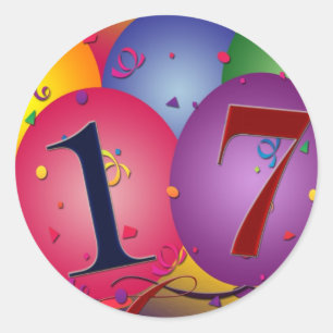 Sticker Rond 17 Ans ! Ballons d'anniversaire
