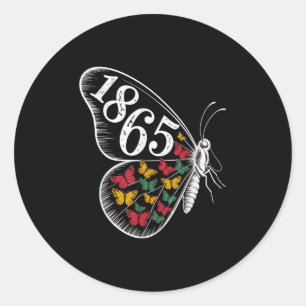Sticker Rond 1865 Papillon rouge jaune vert Celebra