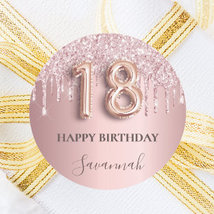 Sticker Rond 18e anniversaire blush rose parties scintillant dr