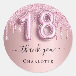 Sticker Rond 18e anniversaire blush rose parties scintillant no