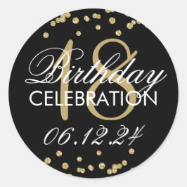 Sticker Rond 18e anniversaire Gold Faux Parties scintillant Con