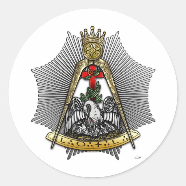 Sticker Rond 18ème Degré : Chevalier de la Croix Rose (Devant)
