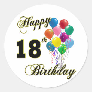Sticker Rond 18èmes cadeaux d'anniversaire heureux