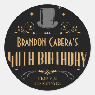Sticker Rond 1920 Art Déco Black & Gold 40e anniversaire