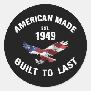 Sticker Rond 1949 Anniversaire américain Fabriqué