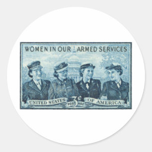 Sticker Rond 1952 femmes dans le timbre des forces armées des