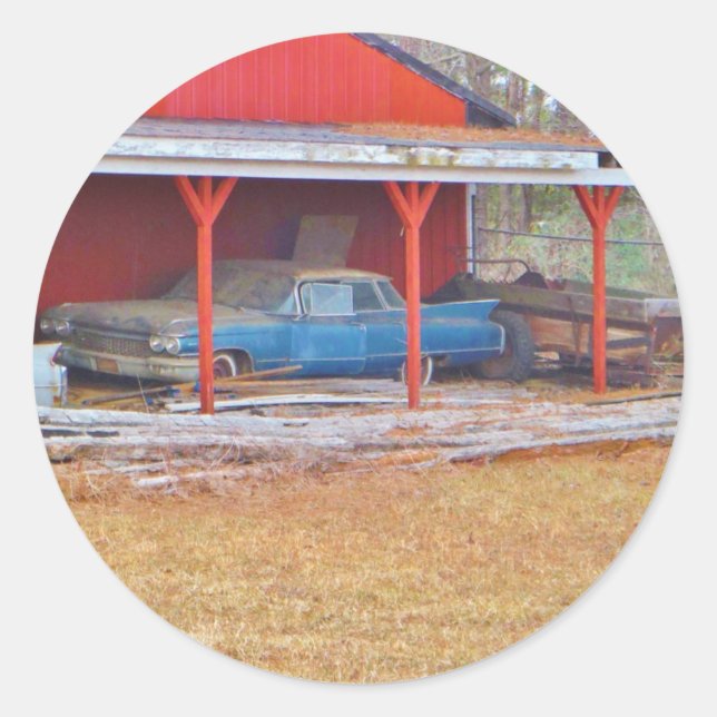 Sticker Rond 1960 BLUE SADAND DEVILLE Antique voiture (Devant)