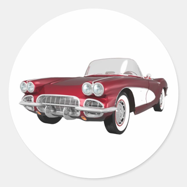 Sticker Rond 1961 Corvette C1 : Candy Apple Finish : (Devant)