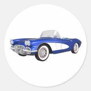 Sticker Rond 1961 Corvette C1 : Finition bleue :