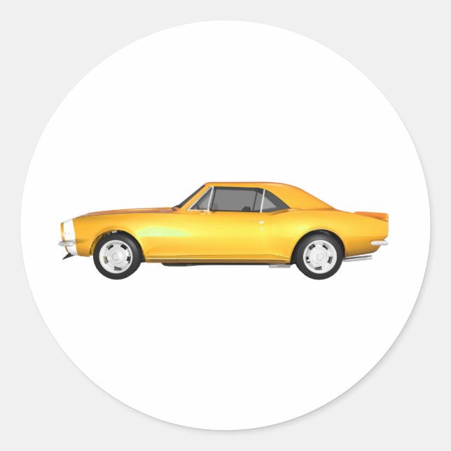 Sticker Rond 1967 Camaro SS : Finition jaune : 3D Modèle : (Devant)