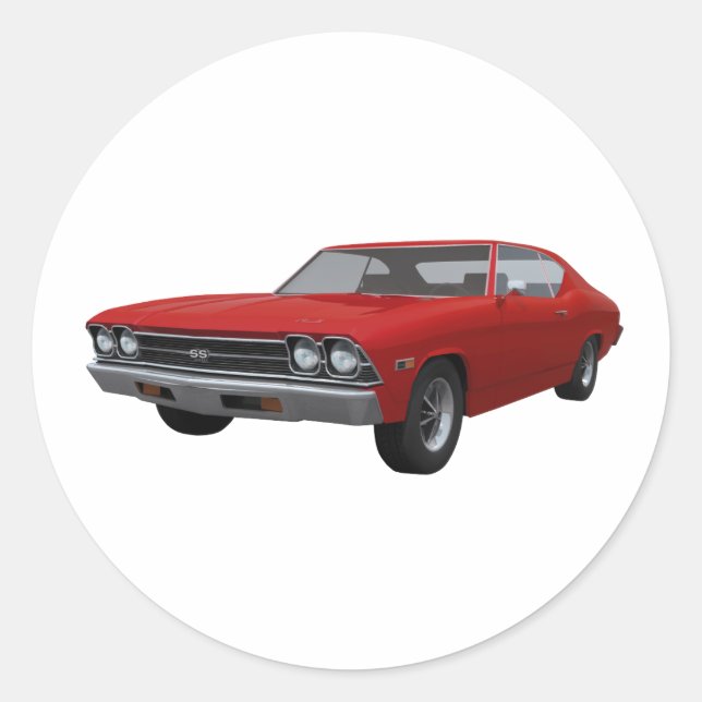 Sticker Rond 1969 Chevelle SS : Finition rouge (Devant)