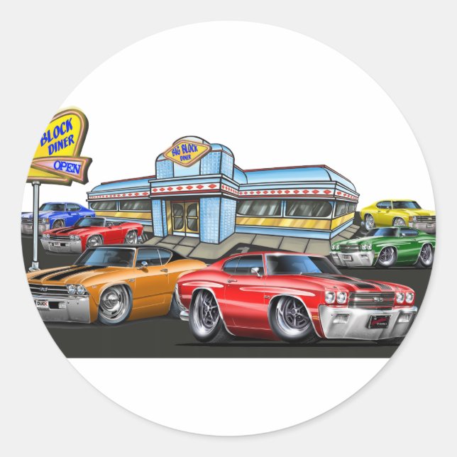 Sticker Rond 1970 Chevelle Diner (Devant)