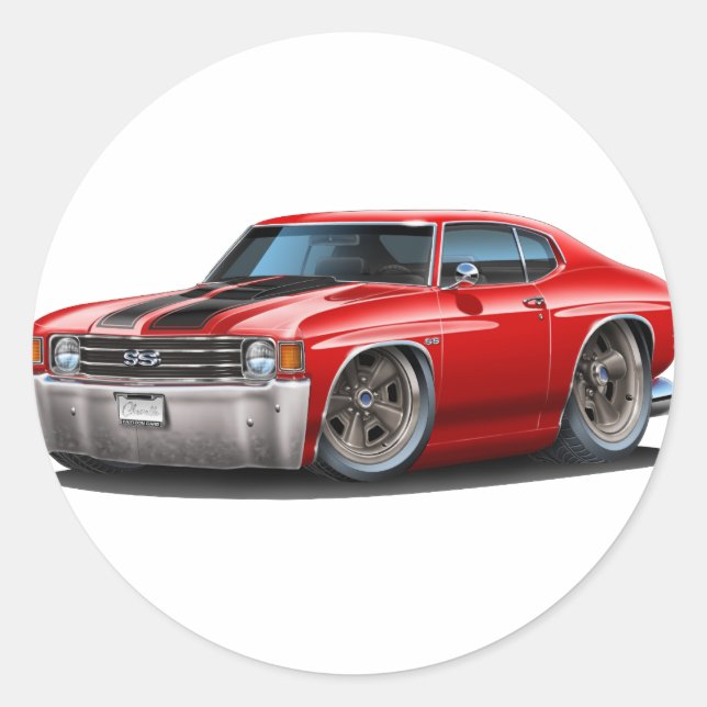 Sticker Rond 1971-72 Chevelle Red-Black Car (Devant)