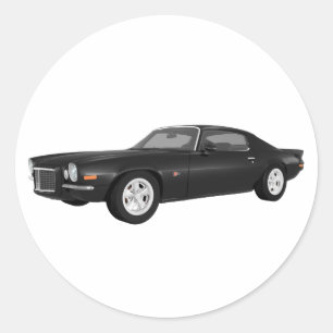 Sticker Rond 1972 Camaro Z28 : Muscle Car : Finition noire