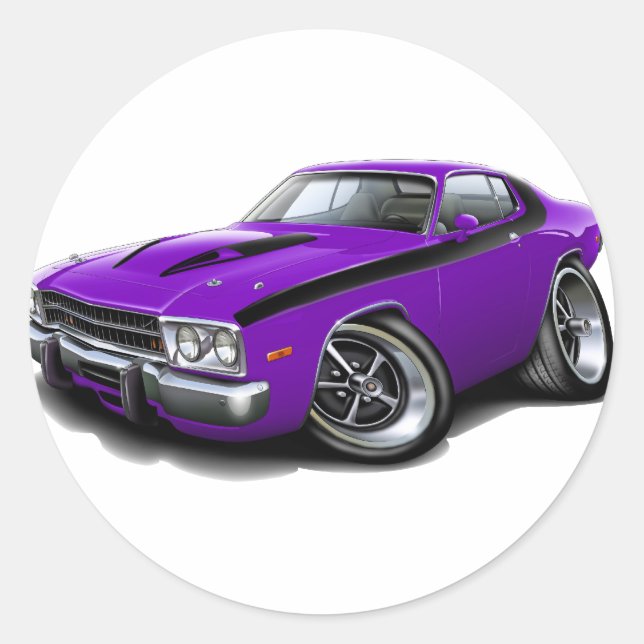 Sticker Rond 1973-74 Voiture Purple-Noir (Devant)