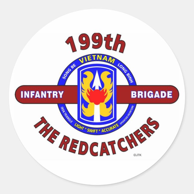STICKER ROND 199E BRIGADE D'INFANTERIE "LES REDCATCHERS"VIETNAM (Devant)