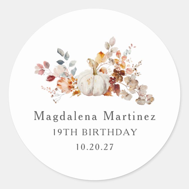 Sticker Rond 19e anniversaire Citrouille Automne Enveloppe Scea (Devant)