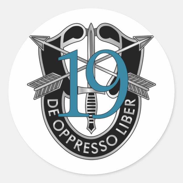 Sticker Rond 19e Crest du Groupe des forces spéciales (Devant)