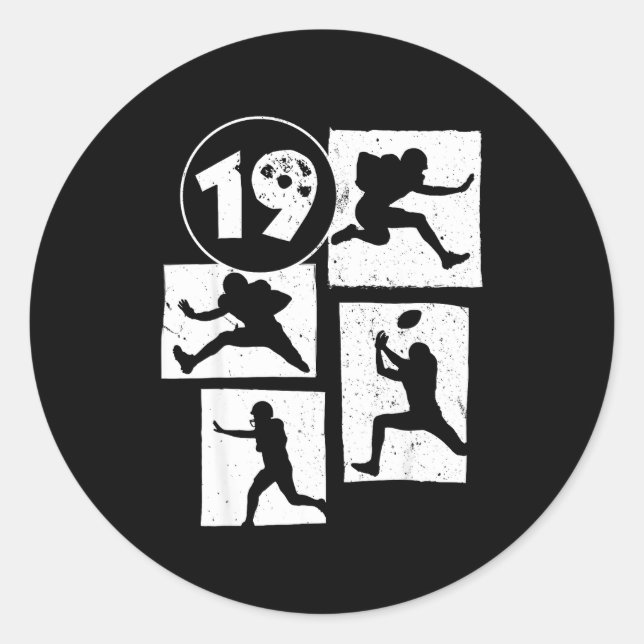 Sticker Rond 19th Birthday Retro American Football 19 Years Old (Devant)