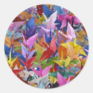Sticker Rond 1 000 Grues en papier Origami Photo