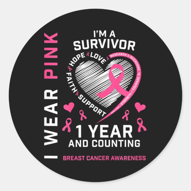 Sticker Rond 1 an Cancer Libre Maman Pink Sensibilisation Danse (Devant)