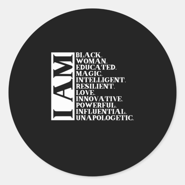 Sticker Rond 1 Black Woman Saying I Am Manuel.Png (Devant)