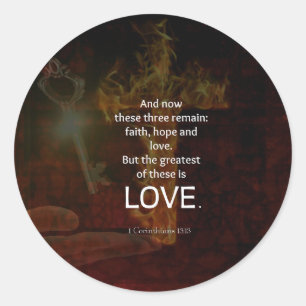 Sticker Rond 1 Corinthiens 13:13 Versets de la Bible Citation 