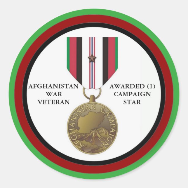 STICKER ROND 1 ÉTOILE DE CAMPAGNE AFGHANISTAN WAR VETERAN (Devant)