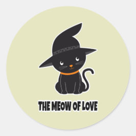 Sticker Rond 1.mignonne belle chatte noire miow amour