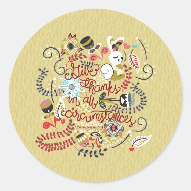 Sticker Rond 1 Thessaloniciens 5:18 Remercient En Tout Circumst (Devant)