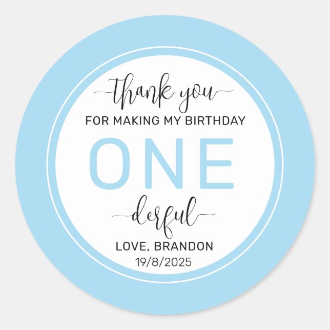 Sticker Rond 1er anniversaire bleu (Devant)
