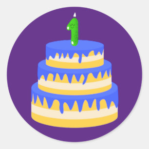 Sticker Rond 1er anniversaire Blue Cake