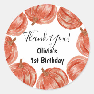 Sticker Rond 1er anniversaire Citrouille Merci automne