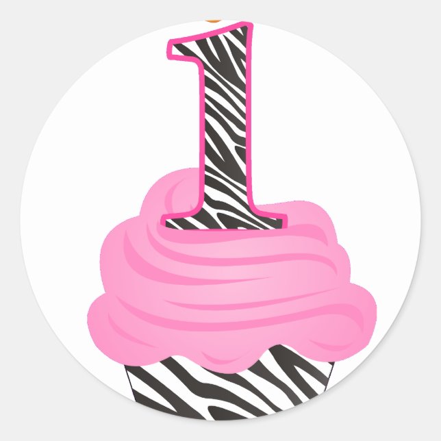 Sticker Rond 1er anniversaire Diva Cupcake (Devant)
