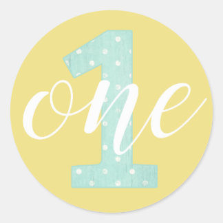Sticker Rond 1er Anniversaire Monnaie & Pointe Jaune Un