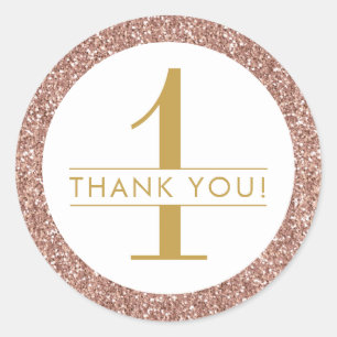 Sticker Rond 1er anniversaire Pink Rose Gold Parties scintillan