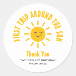 Sticker Rond 1er Anniversaire Premier Voyage Autour Du Soleil