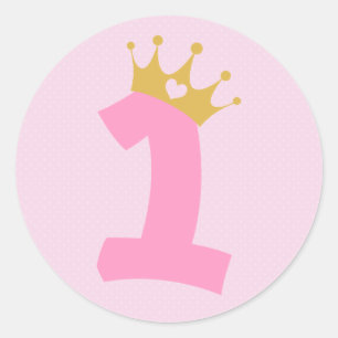 Sticker Rond 1er anniversaire Princesse Crown