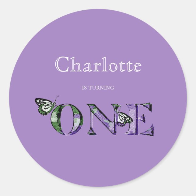 Sticker Rond 1er anniversaire Purple ONE (Devant)