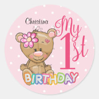 1er anniversaire Teddy Bear rose personnalisé