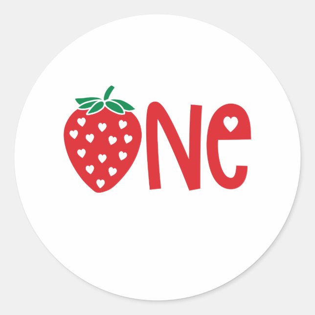 Sticker Rond 1er anniversaire Une fraise (Devant)