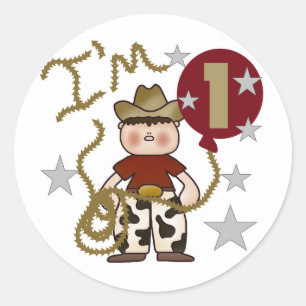 Sticker Rond 1er Cowboy Tshirts et cadeaux d'anniversaire