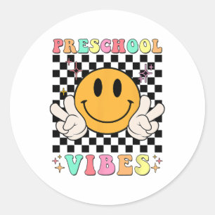Sticker Rond 1Er Jour De L'École Vibes Amusants Enseignants Nur