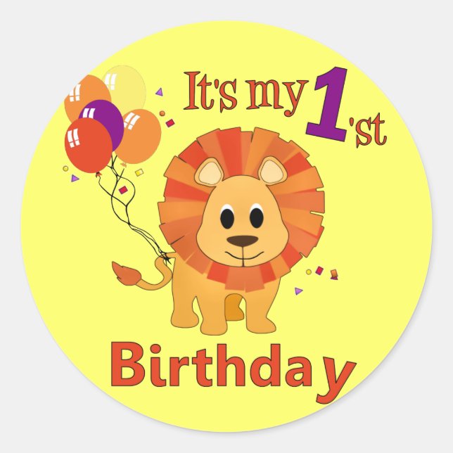 Sticker Rond 1er Lion d'anniversaire (Devant)